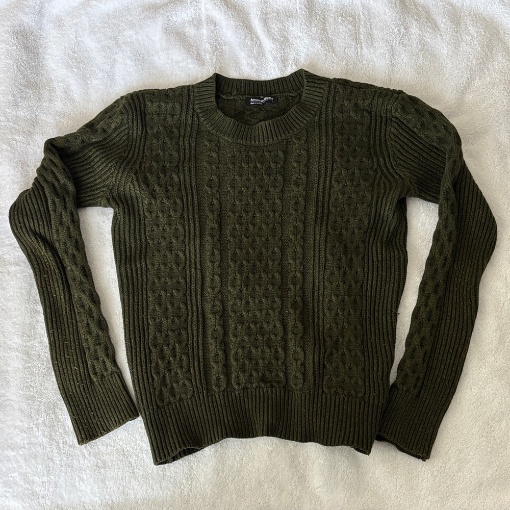 American Apparel Olive Green Cable Knit Sweater